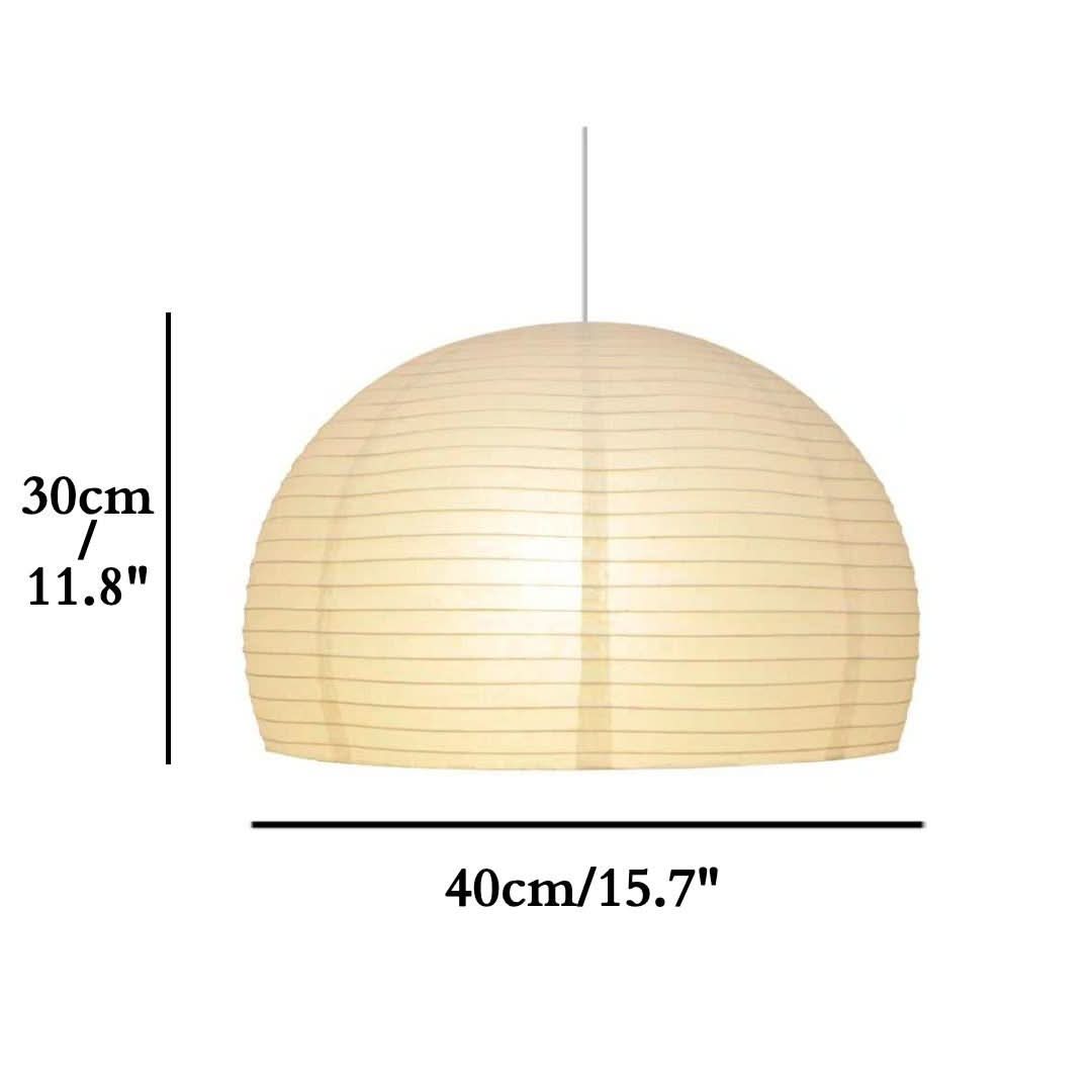 Cream paper dome ceiling lampshade with visible dimensions 40cm/15.7" wide.