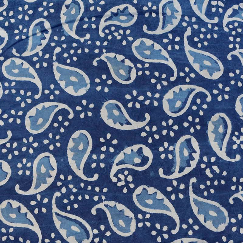 India Imported Blue Dyed Indian Fabric Pure Cotton Plant Dyed with paisley pattern.
