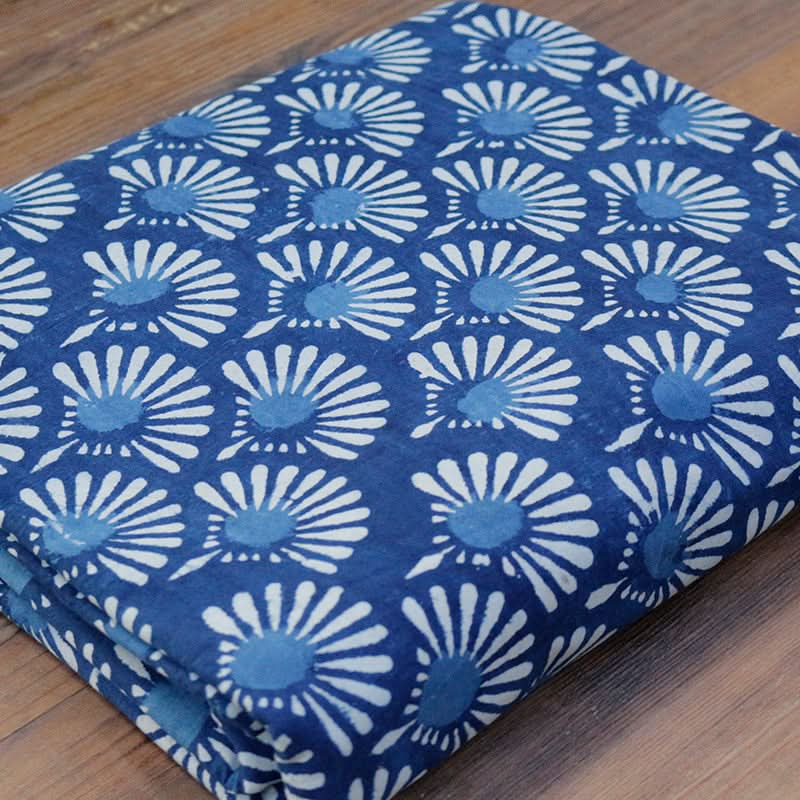 India imported blue dyed Indian fabric, pure cotton, plant dyed with floral pattern
