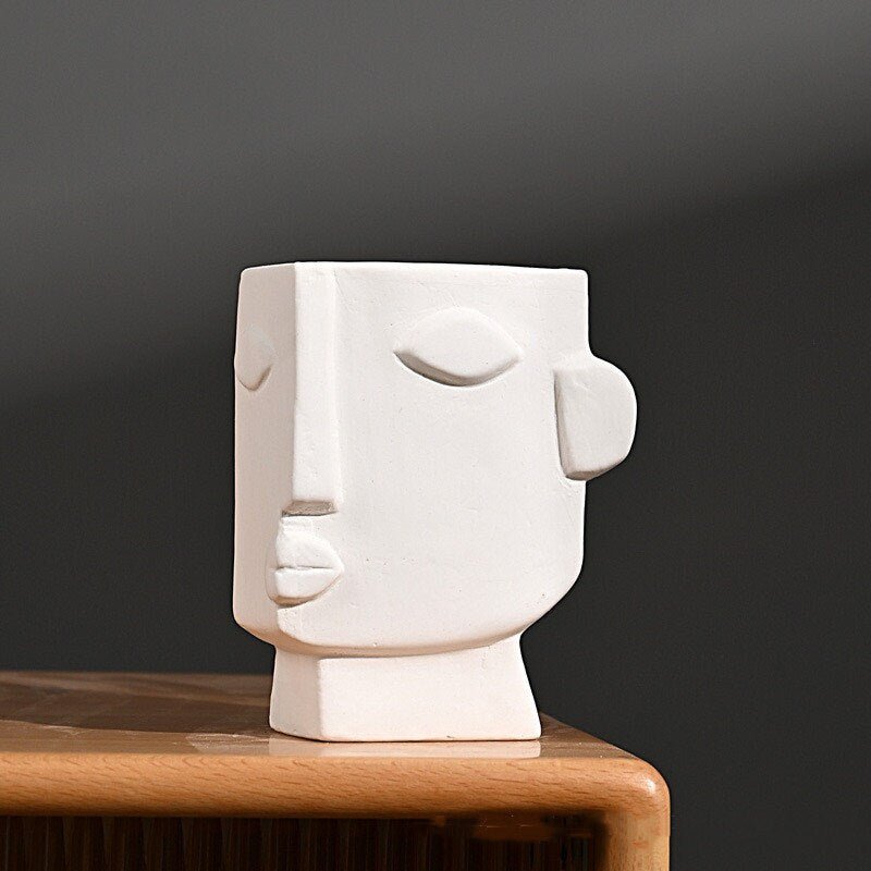 Face Vases in Abstract Stoneware Style - -