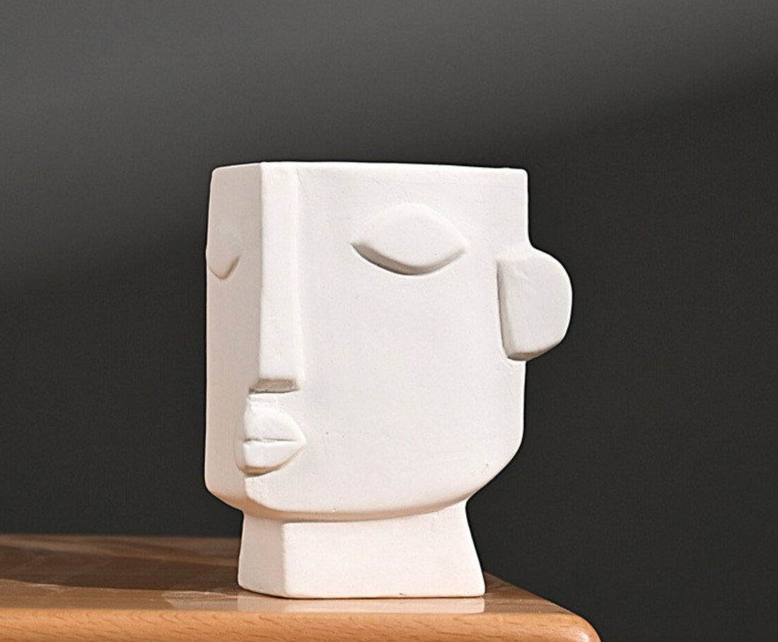 Face Vases in Abstract Stoneware Style - -