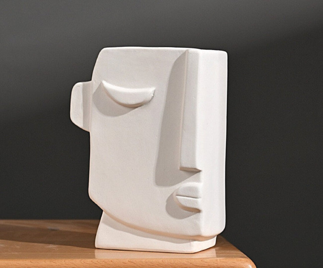 Face Vases in Abstract Stoneware Style - -