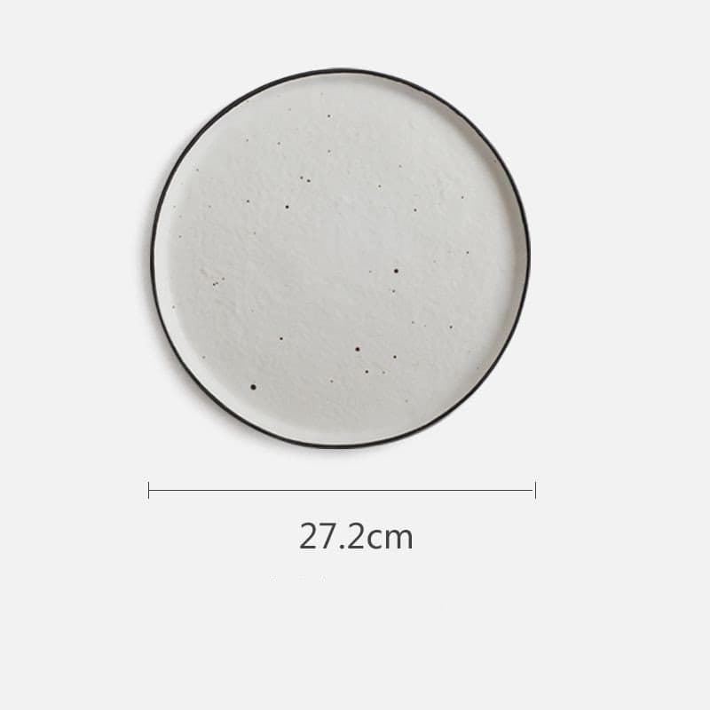 Flat Stoneware Speckled Plate | Speckled Ceramic, Mid-Century Plate, Nordic Kitchenware, Farmhouse, Minimalist - -