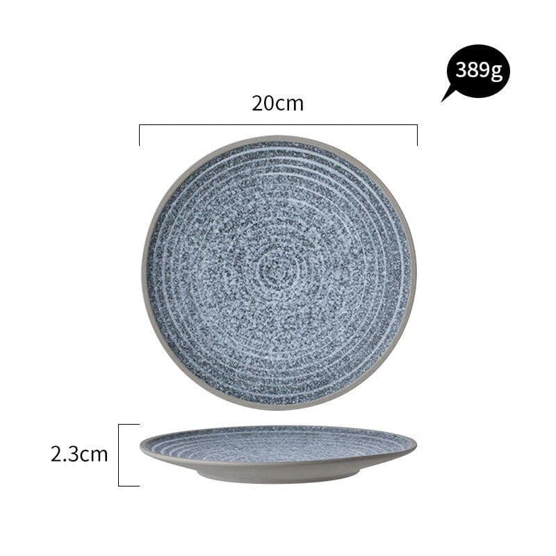 Flat Stoneware Speckled Plates - -