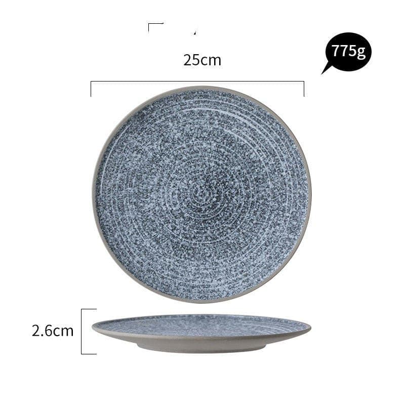 Flat Stoneware Speckled Plates - -