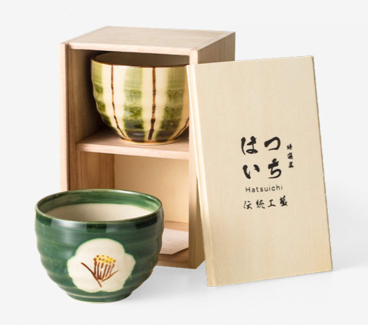 Gift Mino Yaki Hand-painted Japanese Set of 2 Bowls - -