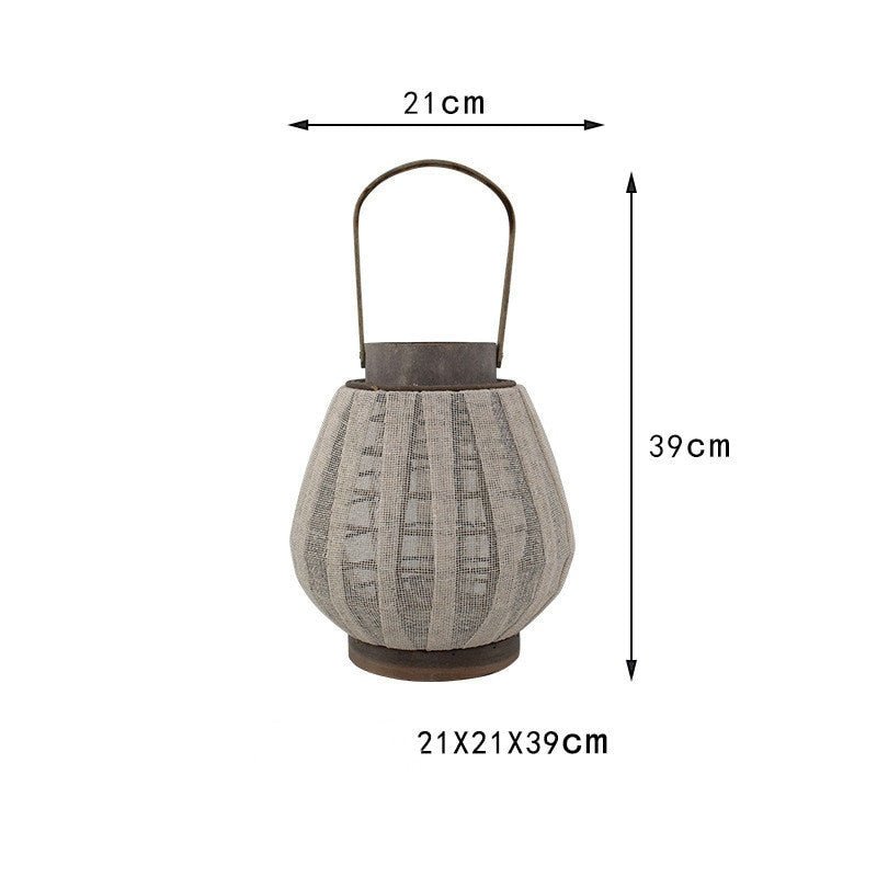Hand-held Lantern, Bamboo Woven Linen, Candle Holder Decoration - -