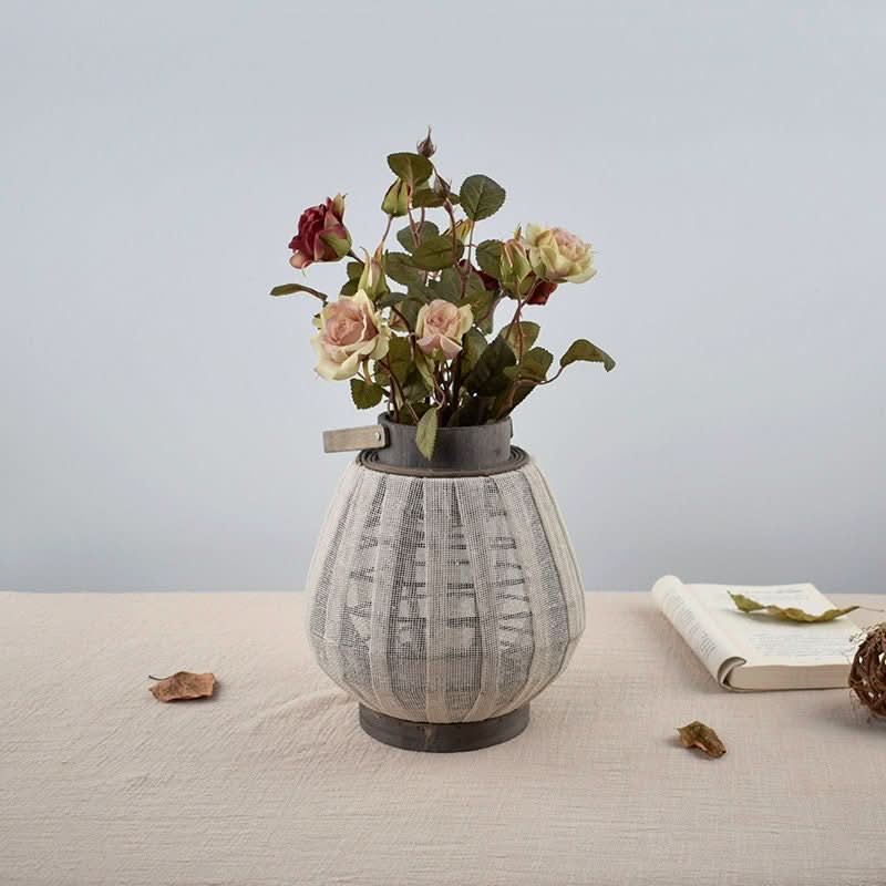 Hand-held Lantern, Bamboo Woven Linen, Candle Holder Decoration - -
