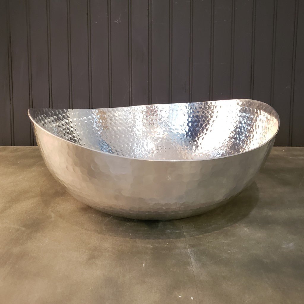 Handcrafted 12" Hammered Stainless Steel Centerpiece Bowl - -