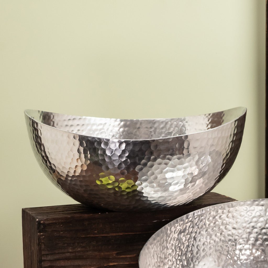 Handcrafted 12" Hammered Stainless Steel Centerpiece Bowl - -