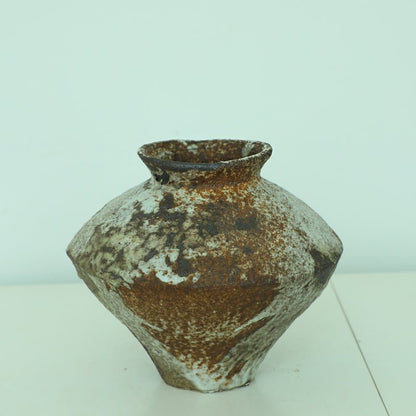 Handmade Ceramic Vase with Rugged Texture for Flower Arrangement, Wabi-Sabi Style, Zen Decoration and Countertop - -