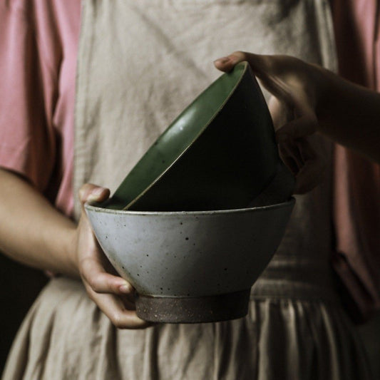 Handmade Home Rustic Clay Bowl 6.5" | Bowl, Cereals, Rice, Pasta, Fruit Bowl, Asian Soup Bowl, Stoneware Bowls - -