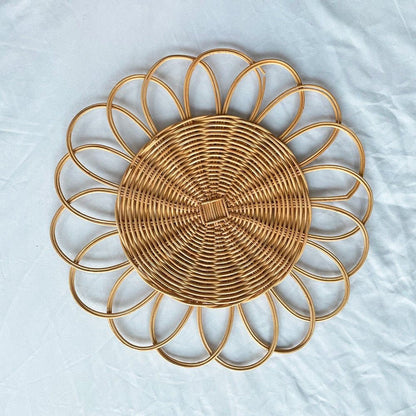 Handmade rattan natural colour wall plates - -