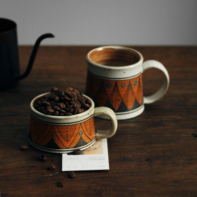 Handmade Rough Pottery Hand-Washed Ethnic Style Mugs - -