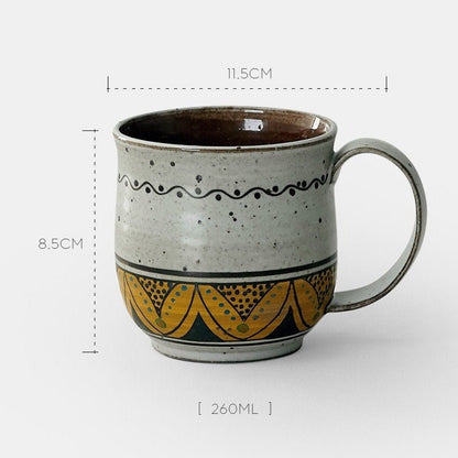 Handmade Rough Pottery Hand-Washed Ethnic Style Mugs - -