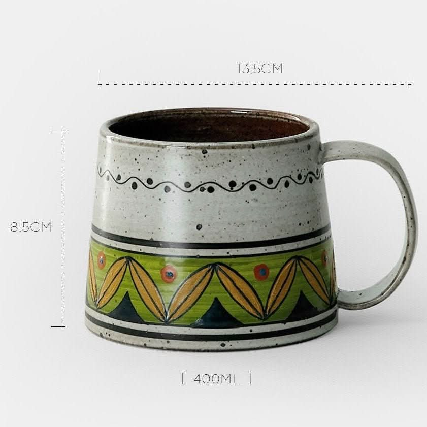 Handmade Rough Pottery Hand-Washed Ethnic Style Mugs - -