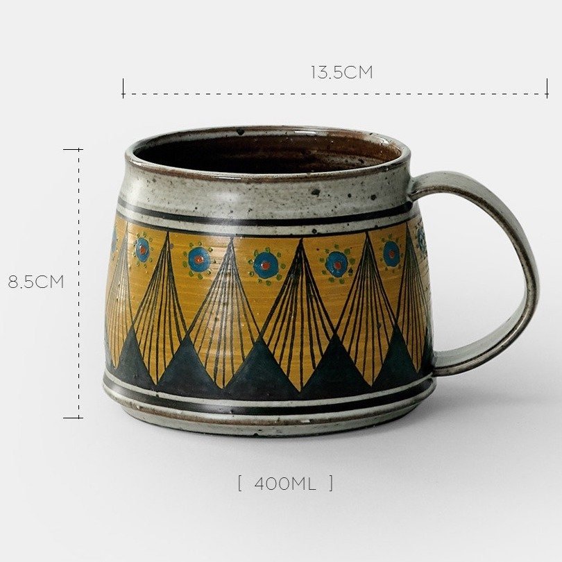 Handmade Rough Pottery Hand-Washed Ethnic Style Mugs - -