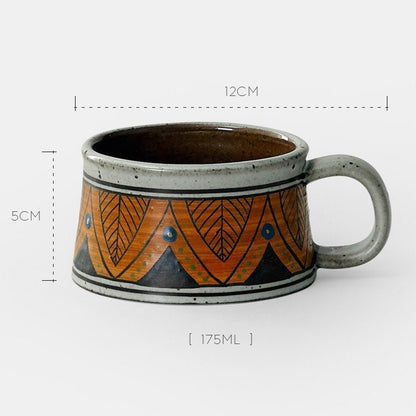 Handmade Rough Pottery Hand-Washed Ethnic Style Mugs - -