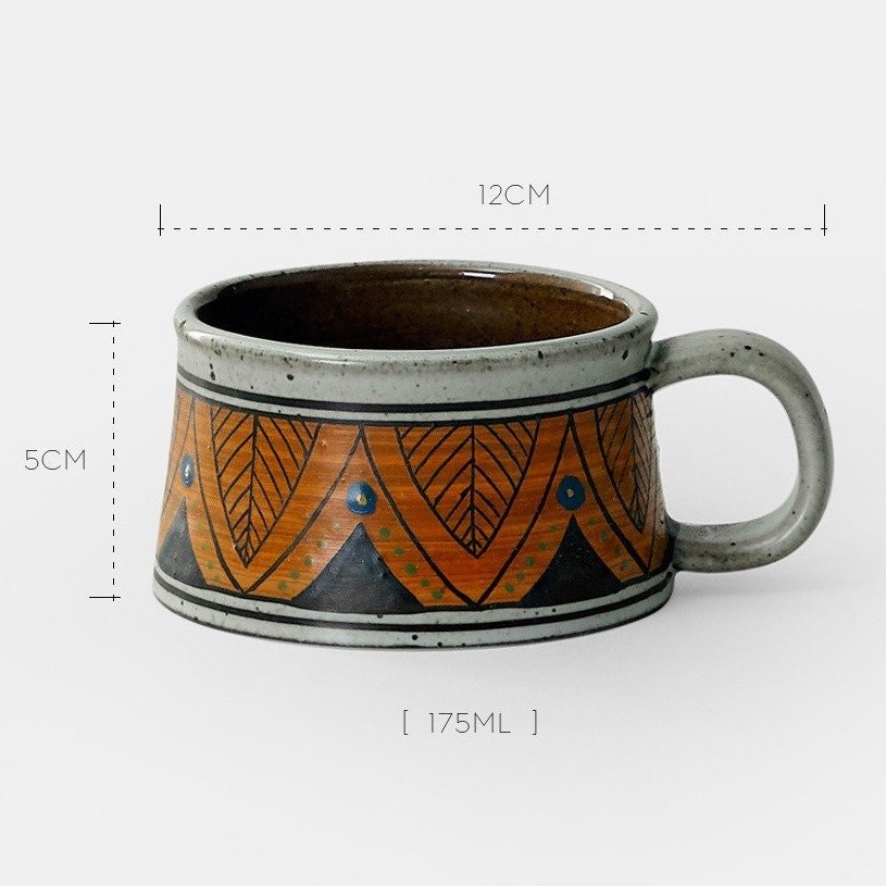 Handmade Rough Pottery Hand-Washed Ethnic Style Mugs - -