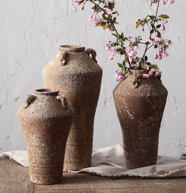 Handmade rough pottery vases succulent pottery dried flower - -