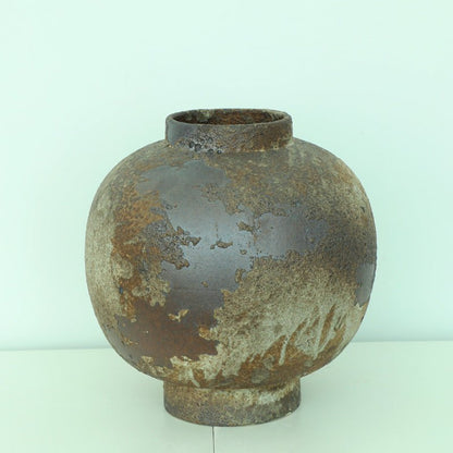 Handmade Stoneware Rounded Irregular Pottery Ceramic Vase | Retro Nostalgic, Wabi Sabi, Home Decor, Countertop, Flower Arrangement, Zen Style - -