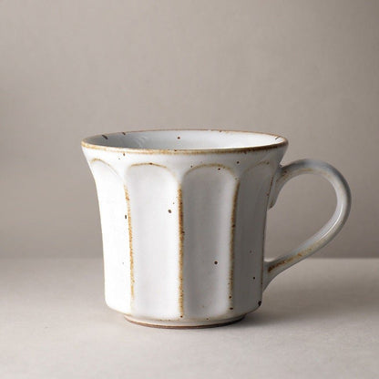 Handmade Stoneware Vertical Pattern Coffee Mug | Speckled, Nordic, Japanese, Rustic - -