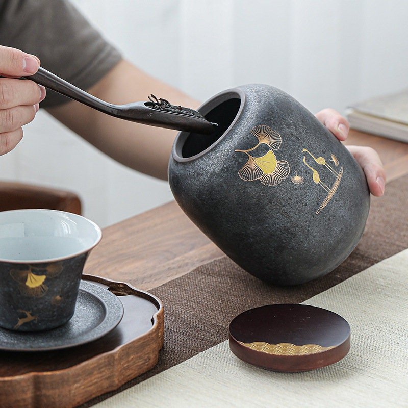 Household Stoneware Tea Caddy Ceramic Airtight Pot | Storage Jar, Tea,  Coffee, Sugar, Spices, Herbs, Ginger, Container, Kitchen Organization