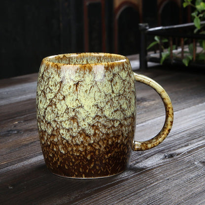 Vintage Pottery Mug 13.5oz | Large Coffee Mug, Creative Retro Mug, Colorful Mug Set, Reactive Glazed Mug, Japanese Pottery Mug