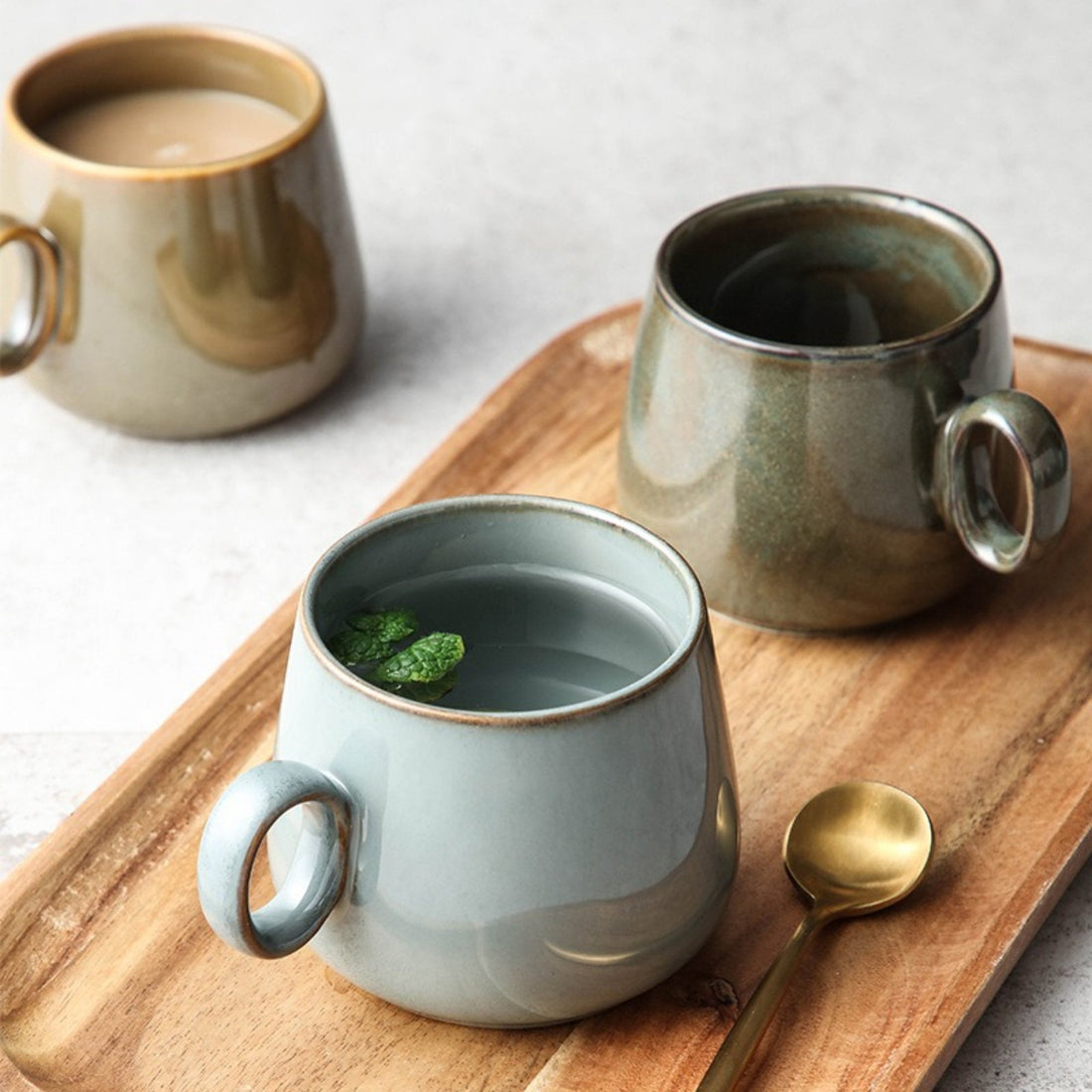 Retro Mug 2 for 1, 10.1oz| Latte Mug, Stoneware Mug, Ceramics Modern Mug, Japanese Pottery Mug