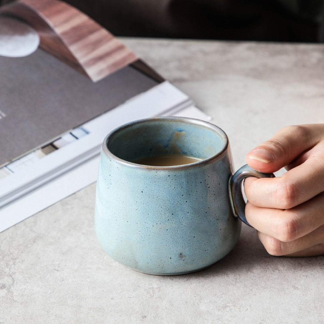 Retro Mug 2 for 1, 10.1oz| Latte Mug, Stoneware Mug, Ceramics Modern Mug, Japanese Pottery Mug