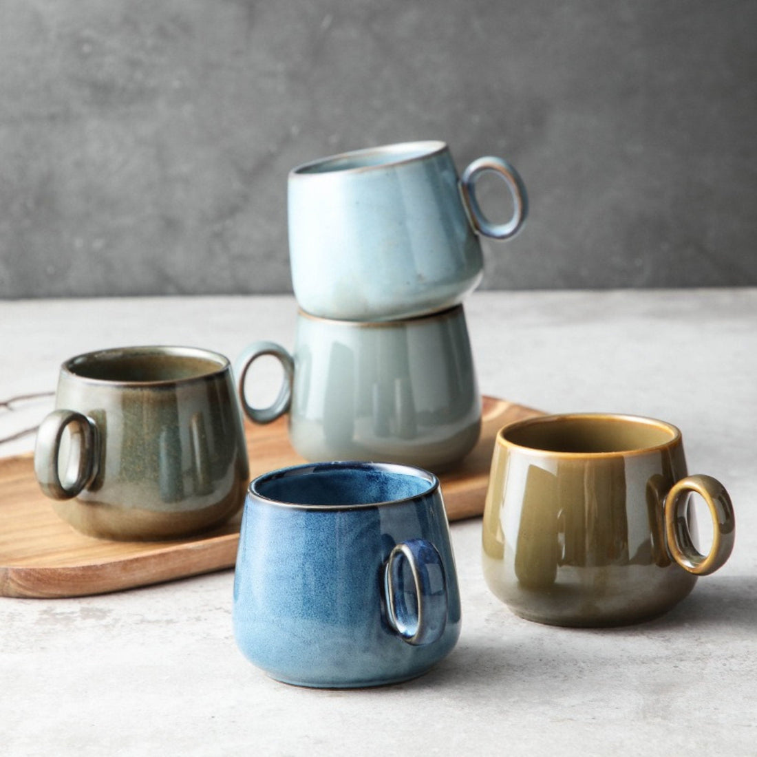 Retro Mug 2 for 1, 10.1oz| Latte Mug, Stoneware Mug, Ceramics Modern Mug, Japanese Pottery Mug