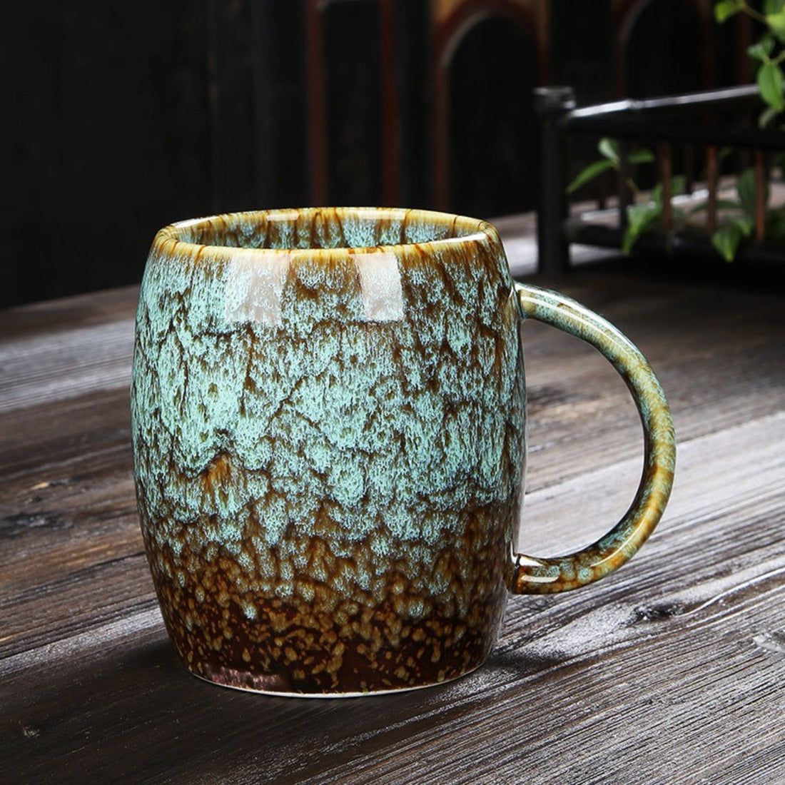 Vintage Pottery Mug 13.5oz | Large Coffee Mug, Creative Retro Mug, Colorful Mug Set, Reactive Glazed Mug, Japanese Pottery Mug