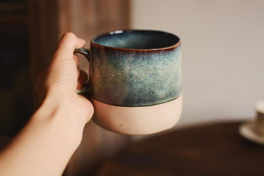 Taza de cerámica esmaltada reactiva de 13,5 oz | Taza de café con leche, juego de tazas de colores, taza moderna de cerámica, taza de cerámica japonesa