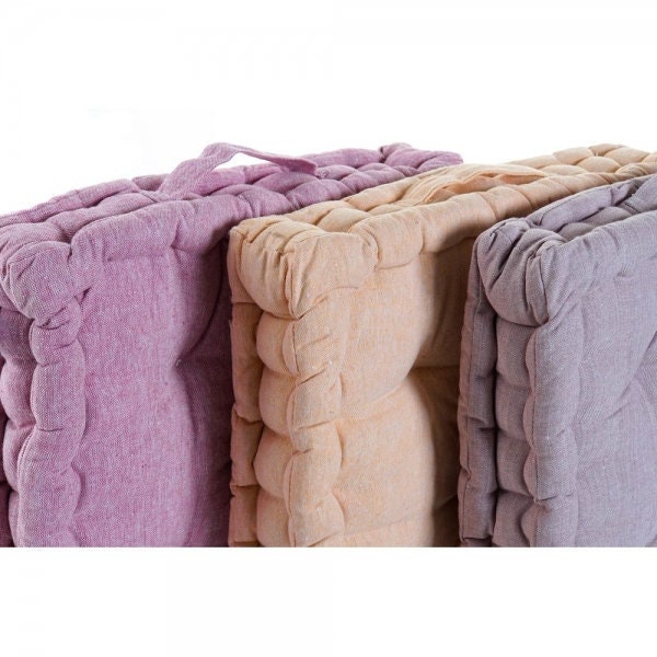 Set of 3 Squared 40cm/16" Floor Cushions | Boho Bedding, Bench Cushion, Floor Mattress, Futon, Ottoman