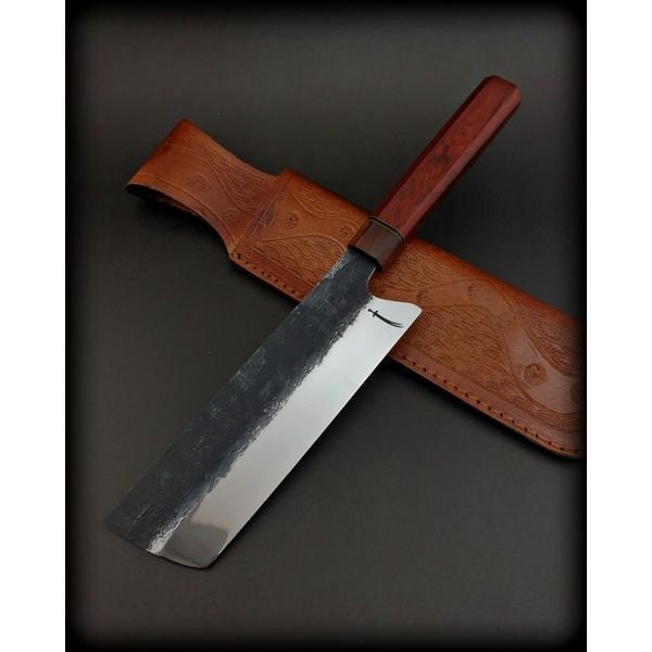 Japanese Nakiri Knife with Leather Sheath | Santoku, Kiritsuke, Chef Knife, Gyuto, Kitchen Knife