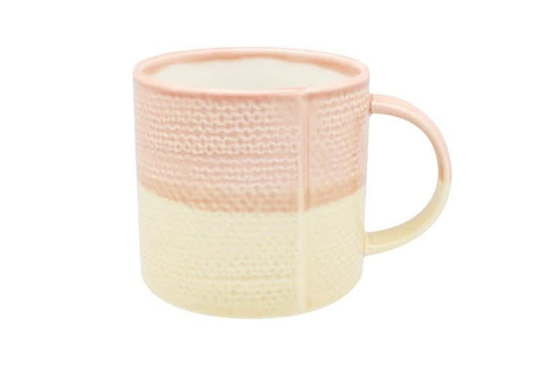 Pastel pink and cream Japanese Pastel Colored Mugs, handmade retro ceramic water cup