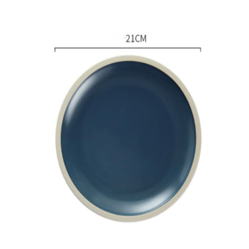 Ceramic Matt Plate in deep blue with Scandinavian colors, 8" or 10".