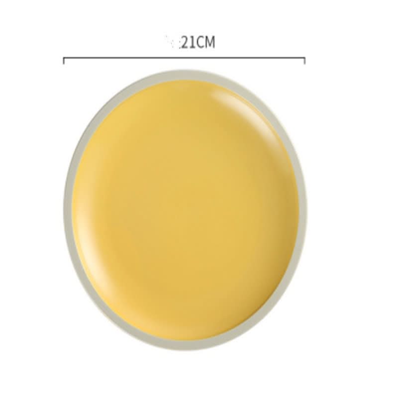 Matte yellow ceramic plate, part of Scandinavian Colors 8" and 10" dinnerware set.