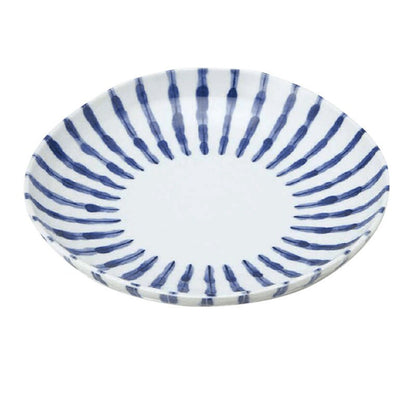 Ceramic Japanese Irregular Dinnerware with Blue Stripes | Household Soup plate, Rice Plate, Japanese Heat-Resistant Vegetable, Plate Dish