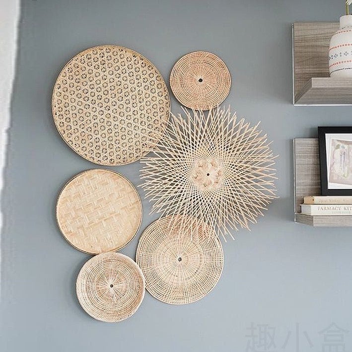 Rattan Wall Basket - Boho, Straw, Handmade, Wall Decoration