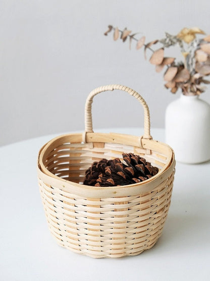 Rattan Clear Wood Kitchen Wall Hanging Basket - Fruit Baskets, Vegetables, Storage