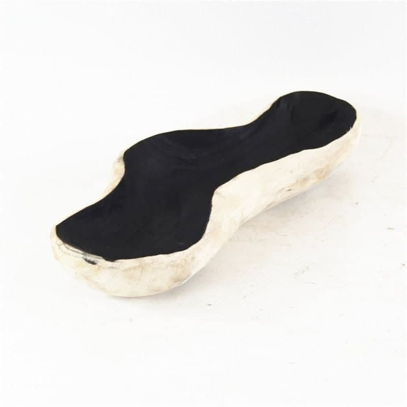 Organic wood bowl for fruit in black and natural wood finish. Home decor accent.