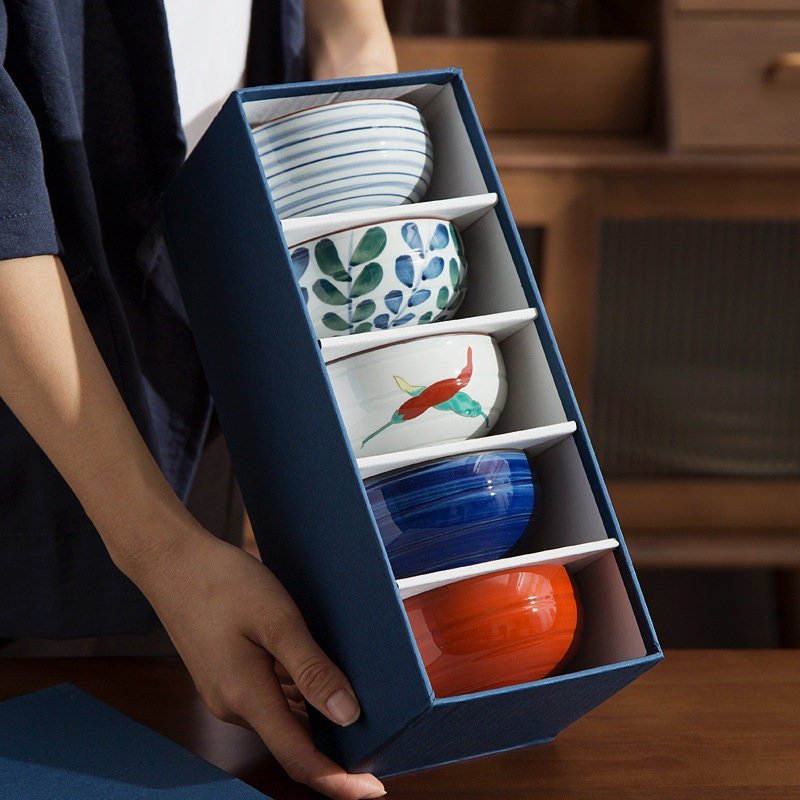 Japan Imported Ceramic Tableware Lushan Painted Round Bowl Set 11.8oz | Japanese Style, Household Rice Bowl, Soup Bowl - -