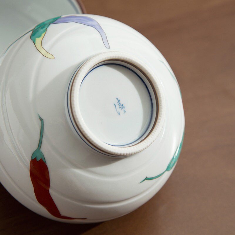 Japan Imported Ceramic Tableware Lushan Painted Round Bowl Set 11.8oz | Japanese Style, Household Rice Bowl, Soup Bowl - -