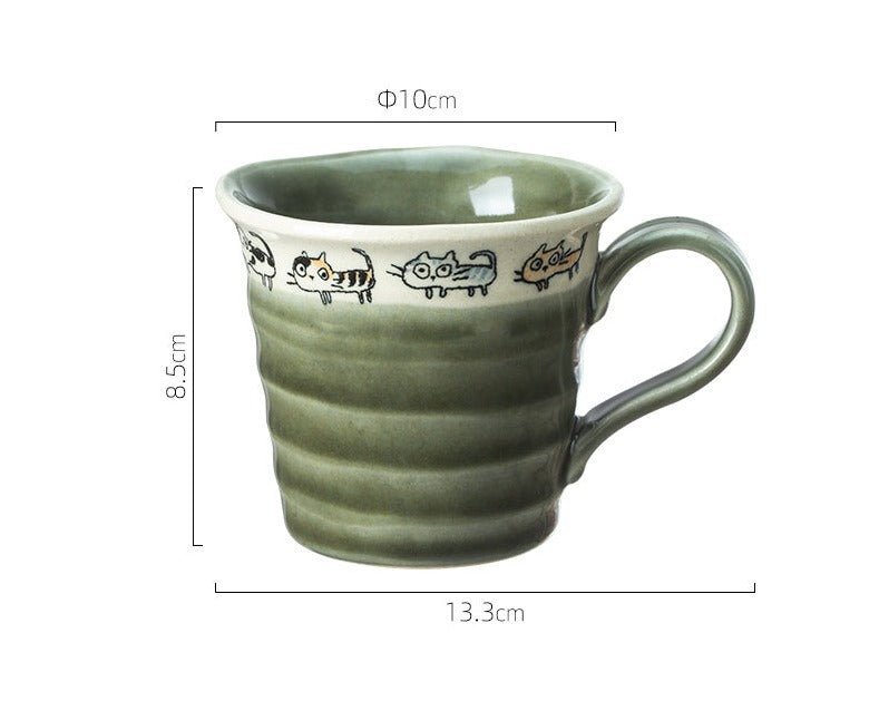 Japan imported Hand Made Screw Shaped Cat Mug - -