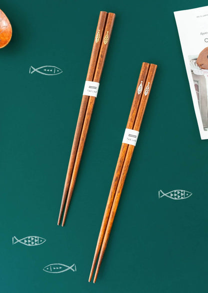 Japan Imported Handmade Wooden Chopsticks | Household Japanese-Style, Cute Fish Chopsticks, Couple Gift Chopsticks - -