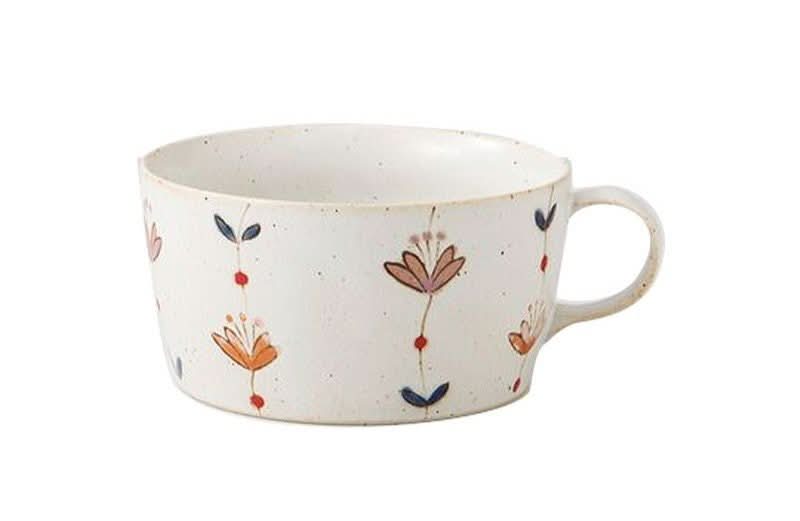 Japan Imported Hasamiyaki Ceramic Flower Sweet Breakfast Cup, cute floral design