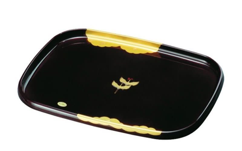 Japan Imported Kishu Lacquerware Resin Tray with gold crane pattern