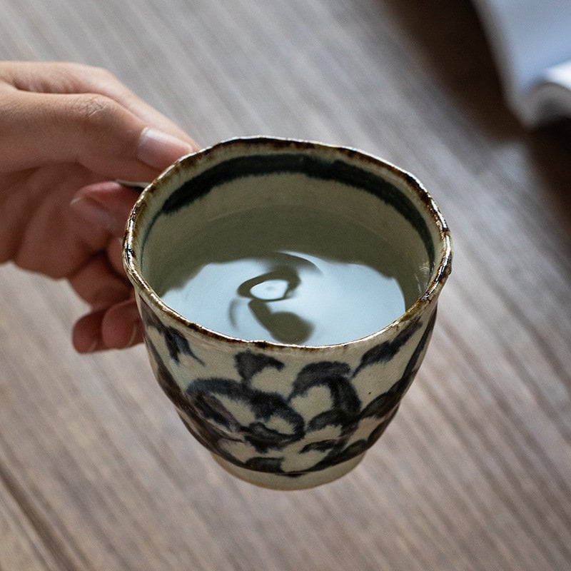 Japan Imported Mino Burning Tang Grass Cherry Blossom 8.45oz | Japanese Household, Handmade Retro, Ceramic Cup, Tea Cup, Water Cup - -