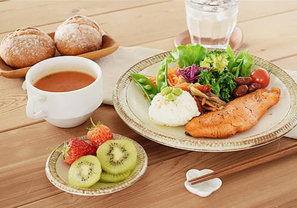 Japan imported Mino Ware Beige Dish Set | Retro, Rustic, Stoneware Plate, Dinnerware, Tableware, Wedding - -
